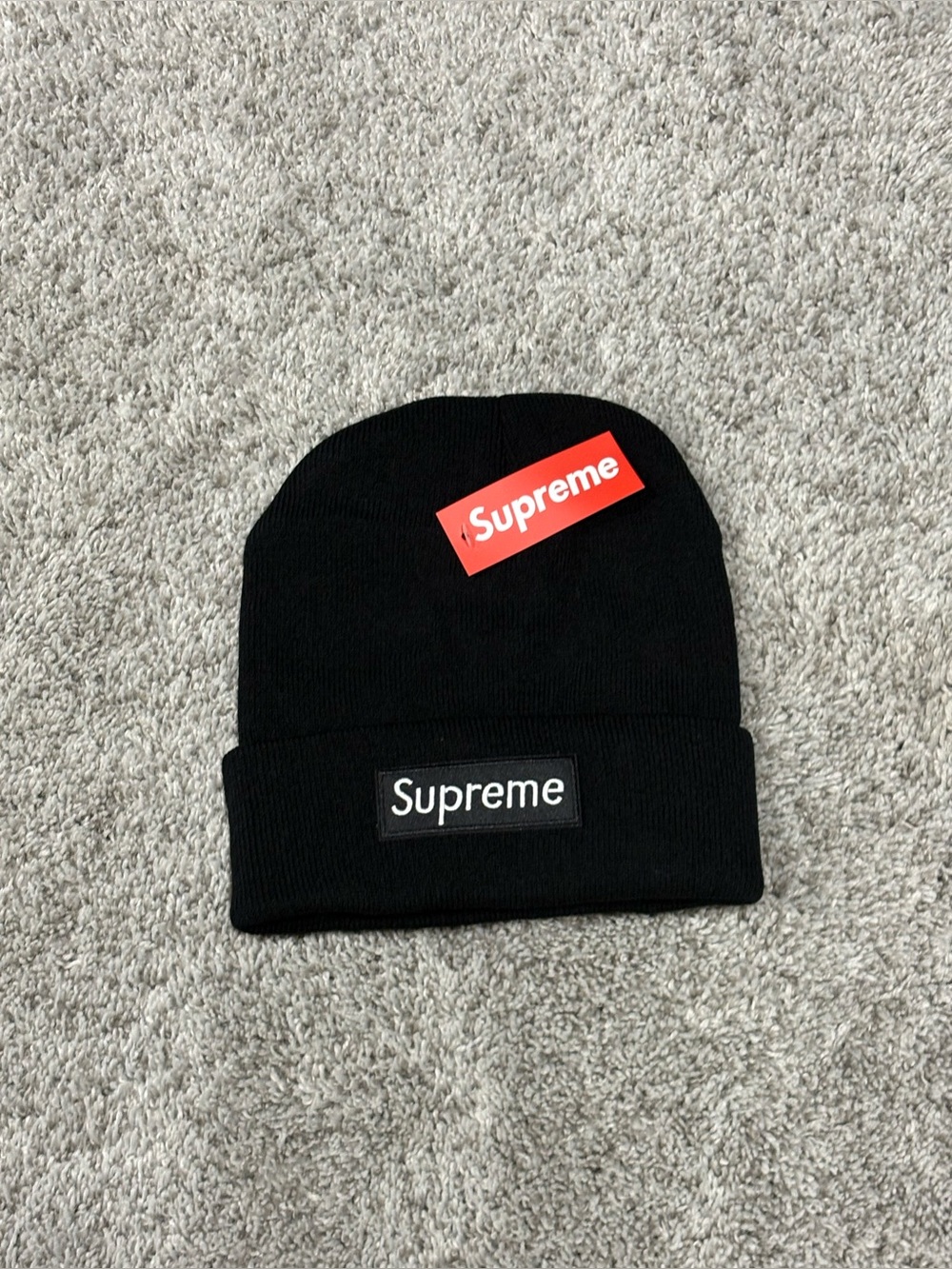 Supreme Black Beanie with Box Logo Patch